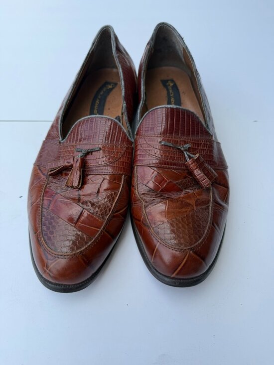 Stacy Adams 23121‑03 Genuine Snake Dress Shoes – Size 13W – Light Brown